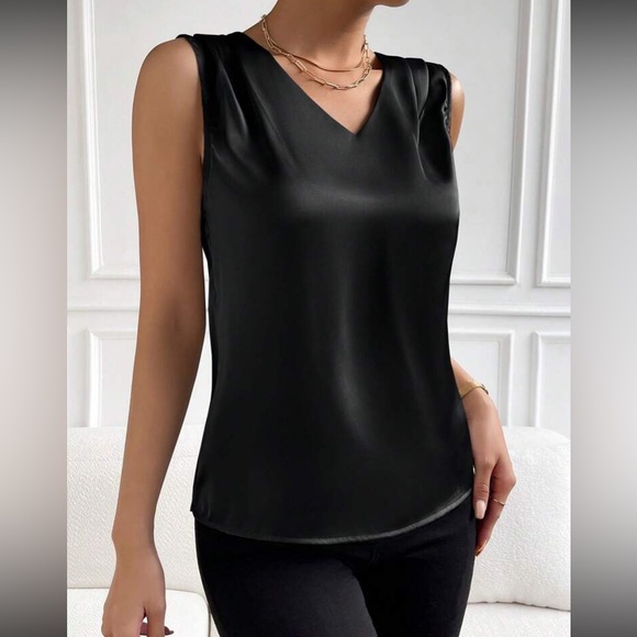 Luxe V neck sleeveless blouse - Picture 6 of 16